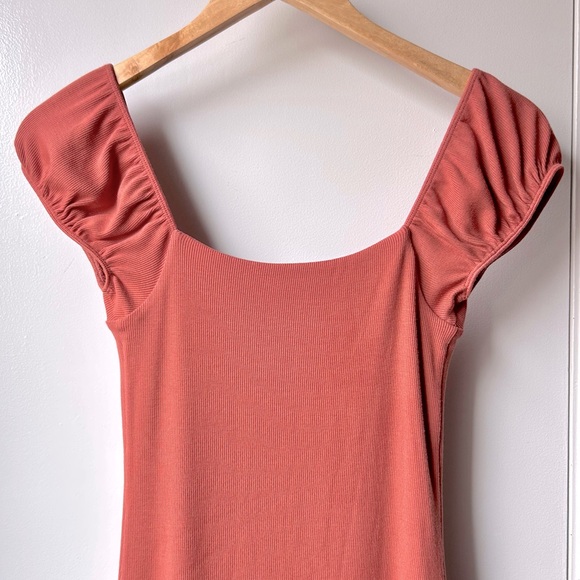 WILFRED Fortune Stretch Ribbed Mini Dress Clay - Picture 6 of 9